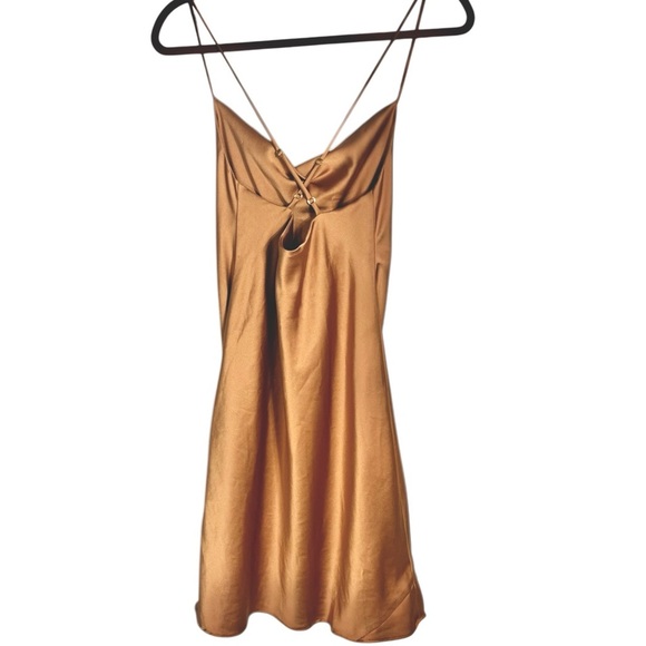 Show Me Your Mumu Copper Luxe Sabine Micro Mini Slip Dress Size XS - Picture 3 of 6